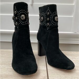 Sigerson Morrison Black Suede Silver Studded Ankle Boots